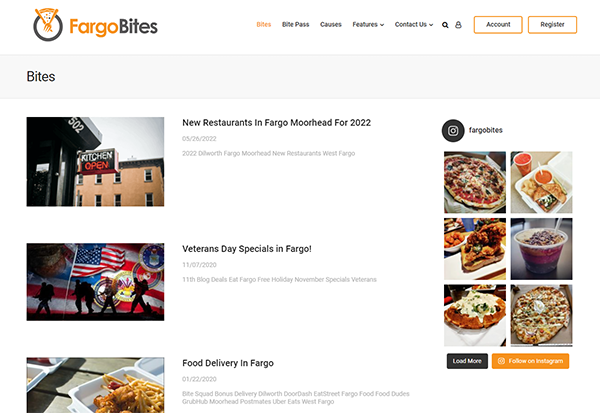 Fargo Bites Food & Drink Website In Fargo ND | Quicksilver Technologies